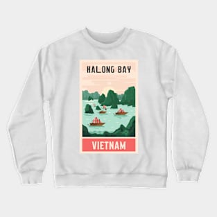 A Vintage Travel Art of Halong Bay - Vietnam Crewneck Sweatshirt